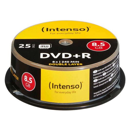 1x25 Intenso DVD+R 8,5GB 8x Speed, Double Layer Cakebox