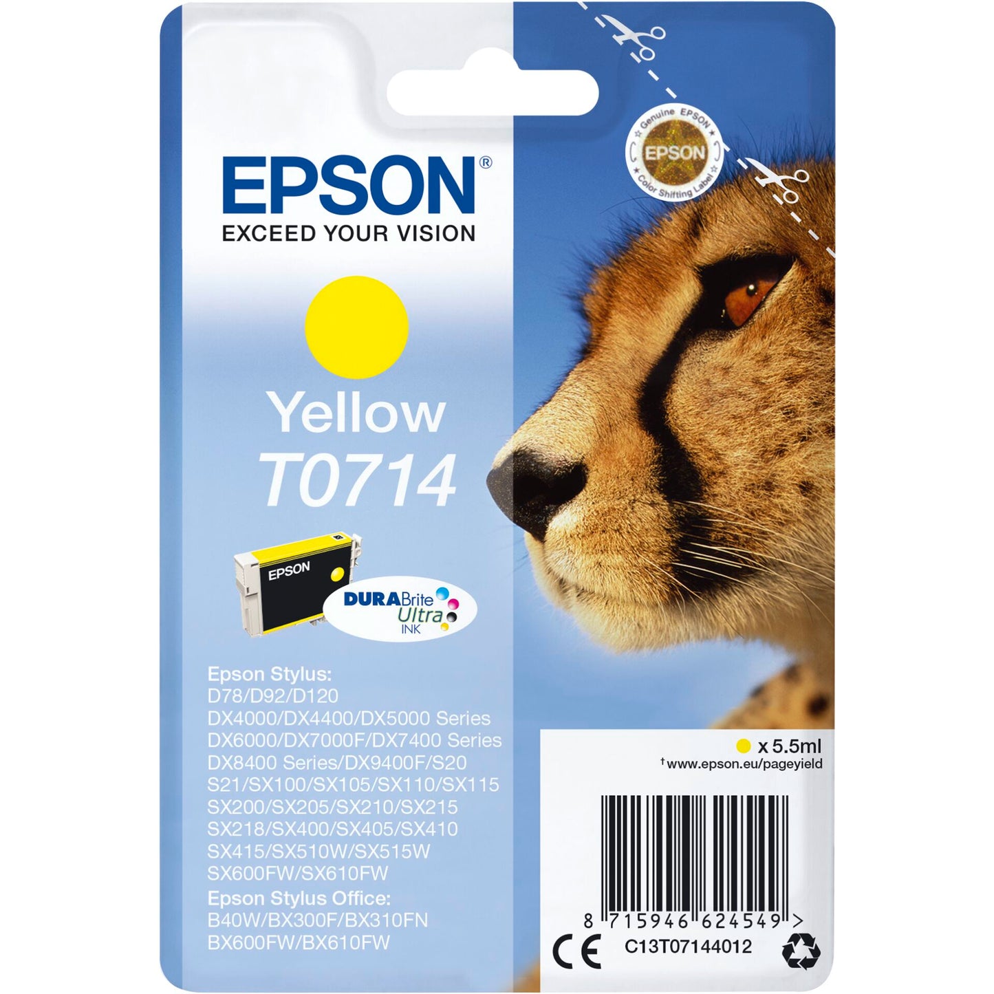 Epson ink cartridge yellow DURABrite T 071           T 0714