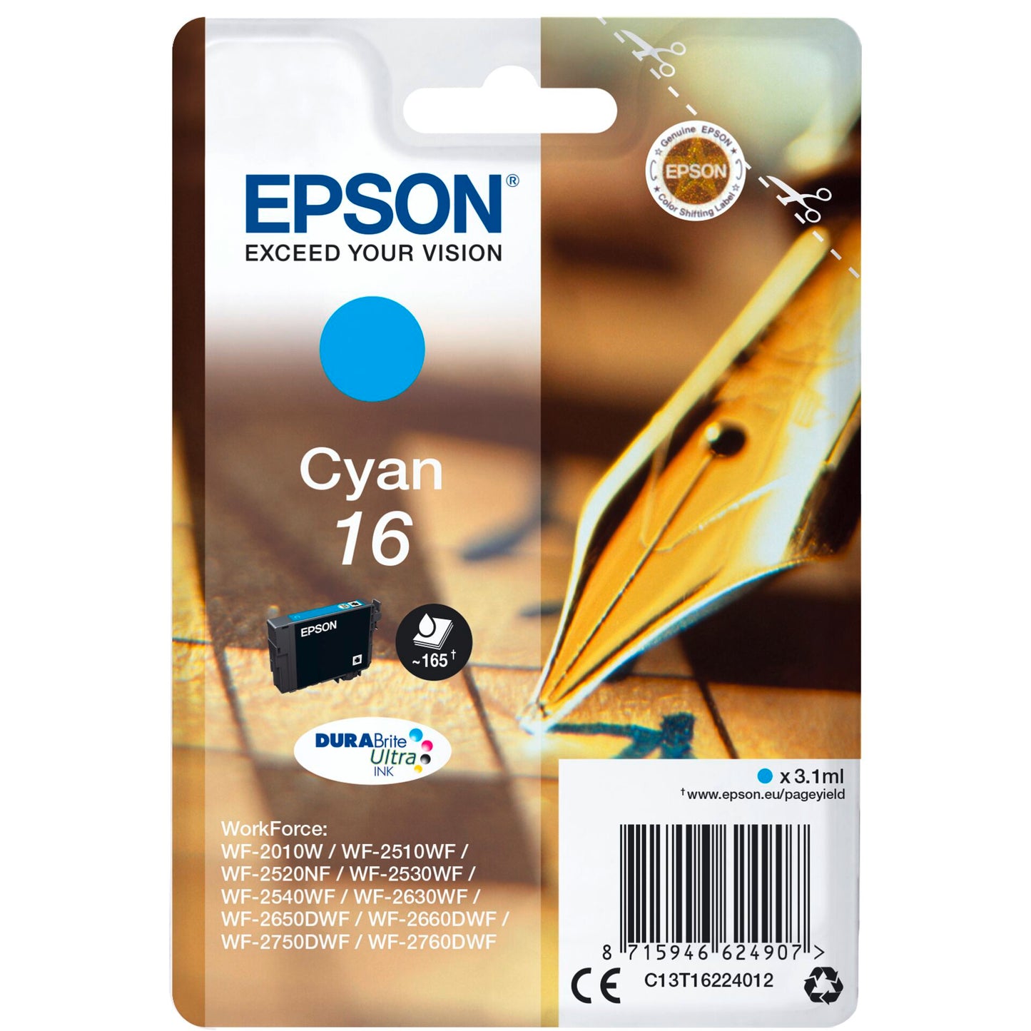 Epson ink cartridge cyan DURABrite Ultra T 162     T 1622