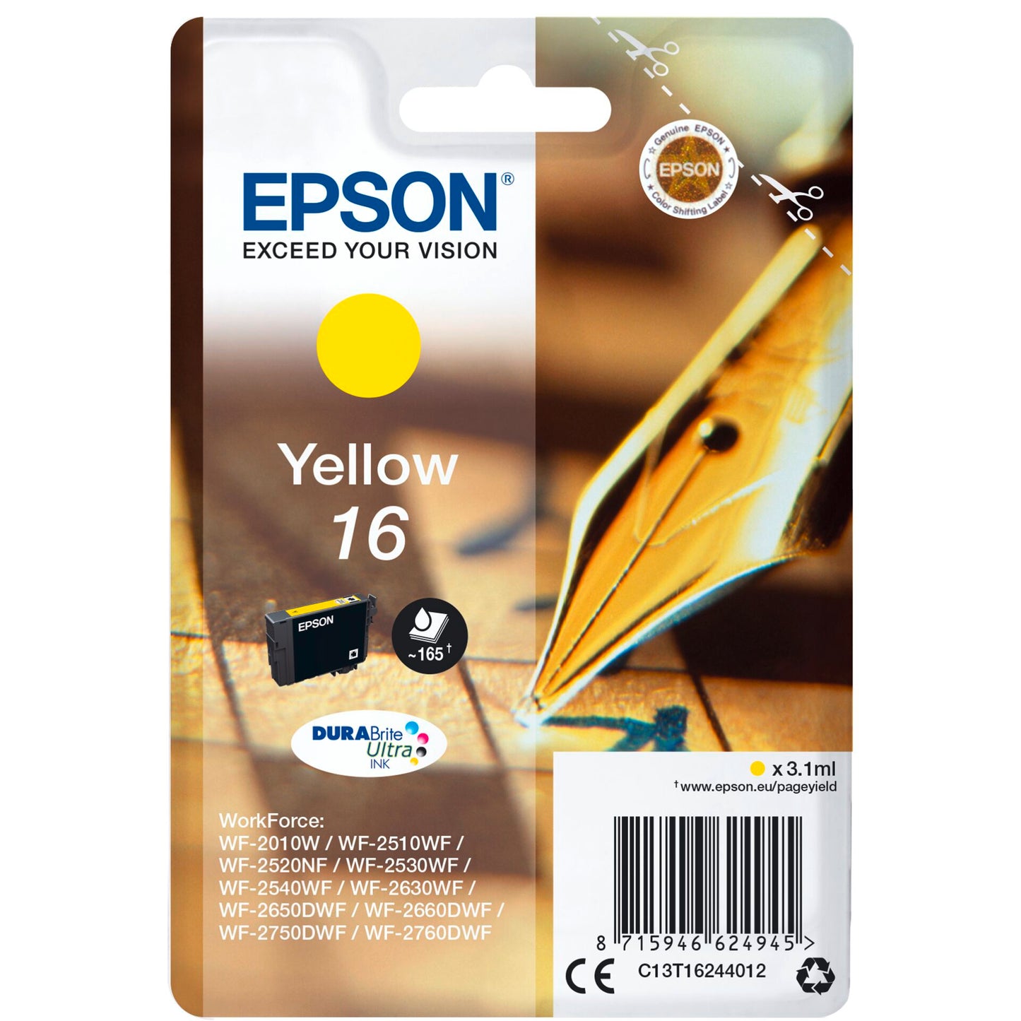 Epson ink cartridge yellow DURABrite Ultra T 162     T 1624
