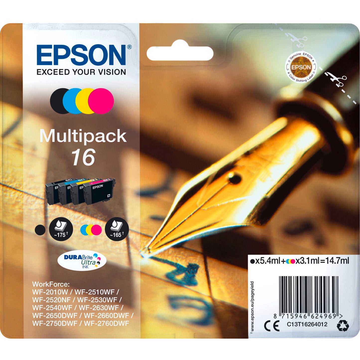 Epson DURABrite Ultra Multipack T 162 BK/C/M/Y            T 1626