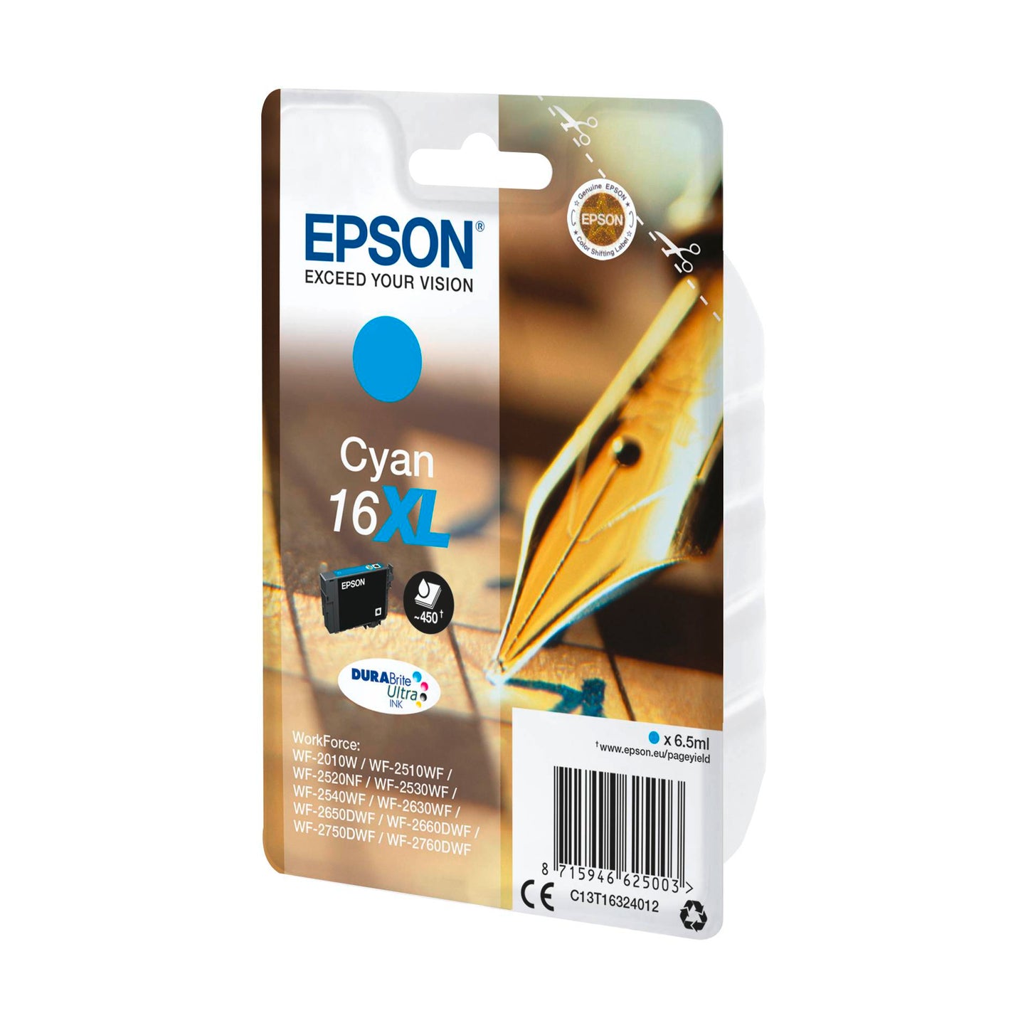 Epson ink cartridge XL cyan DURABrite Ultra T 163     T 1632