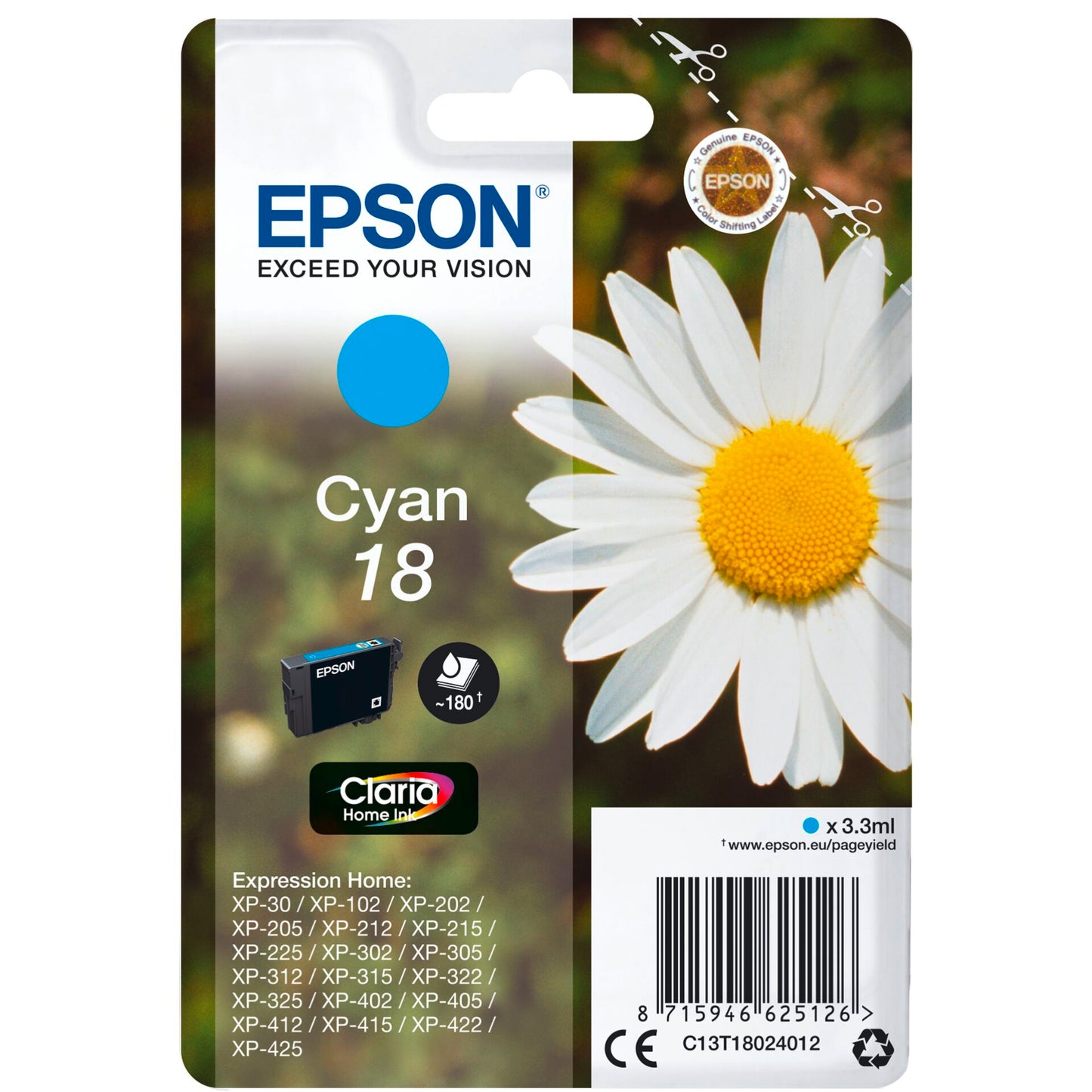 Epson ink cartridge cyan Claria Home T 180         T 1802