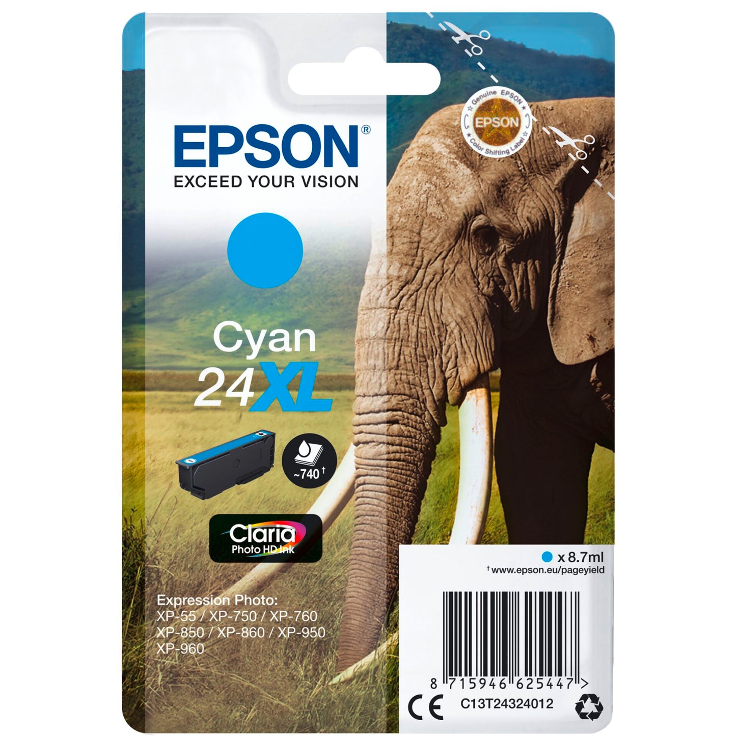 Epson ink cartridge XL cyan Claria Photo HD T 243     T 2432