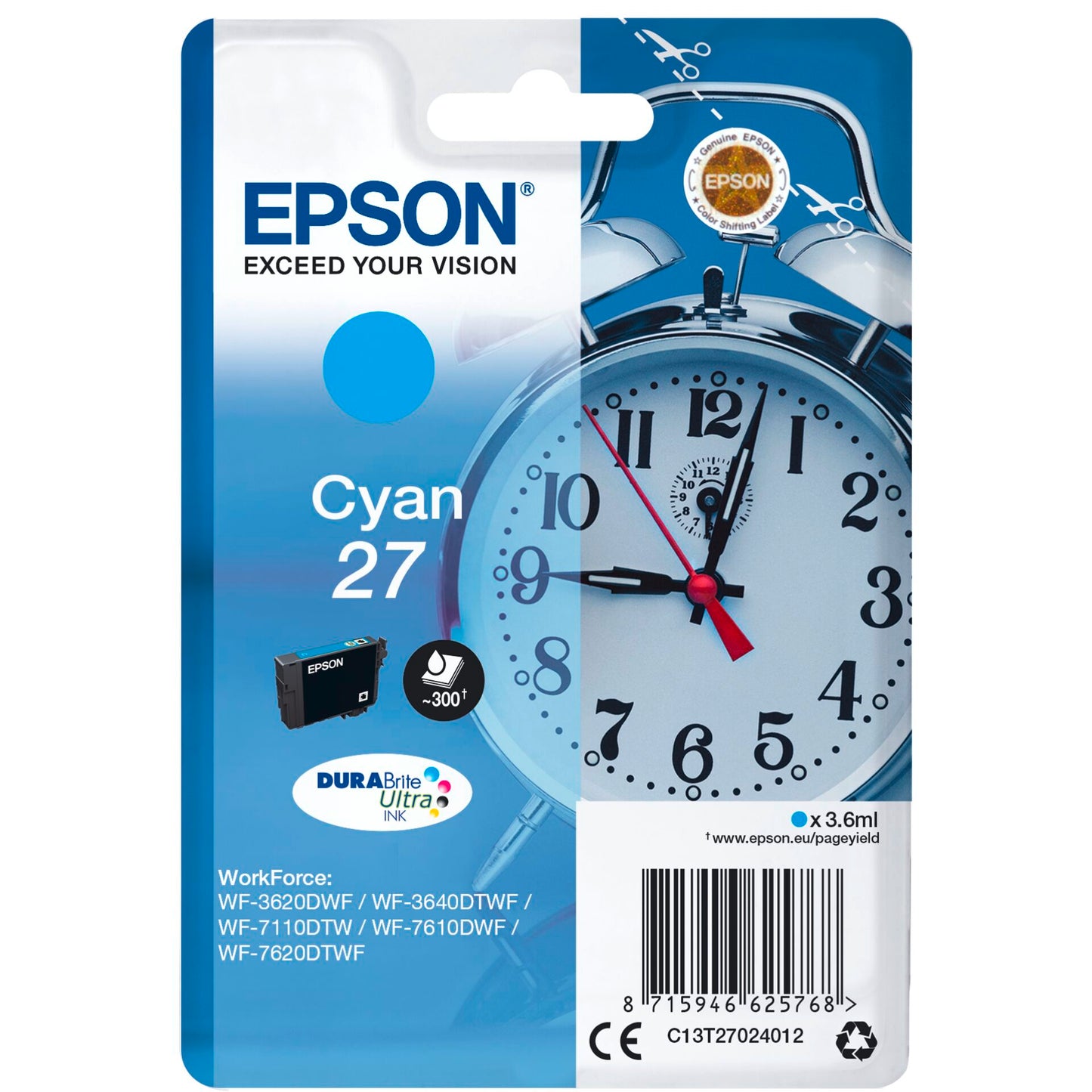 Epson DURABrite Ultra Ink 27 ink cartridge cyan T 2702