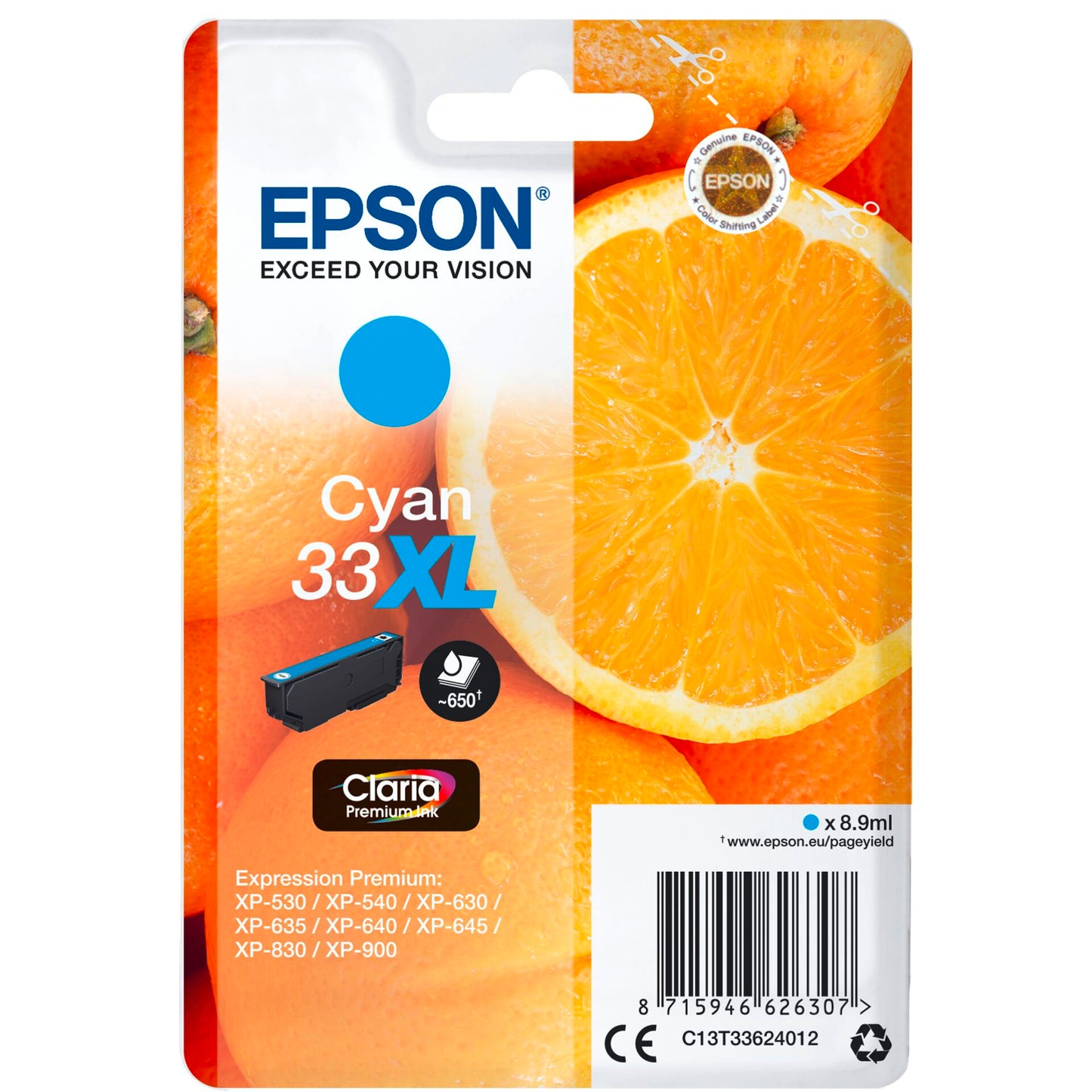 Epson ink cartridge cyan Claria Premium 33 XL      T 3362