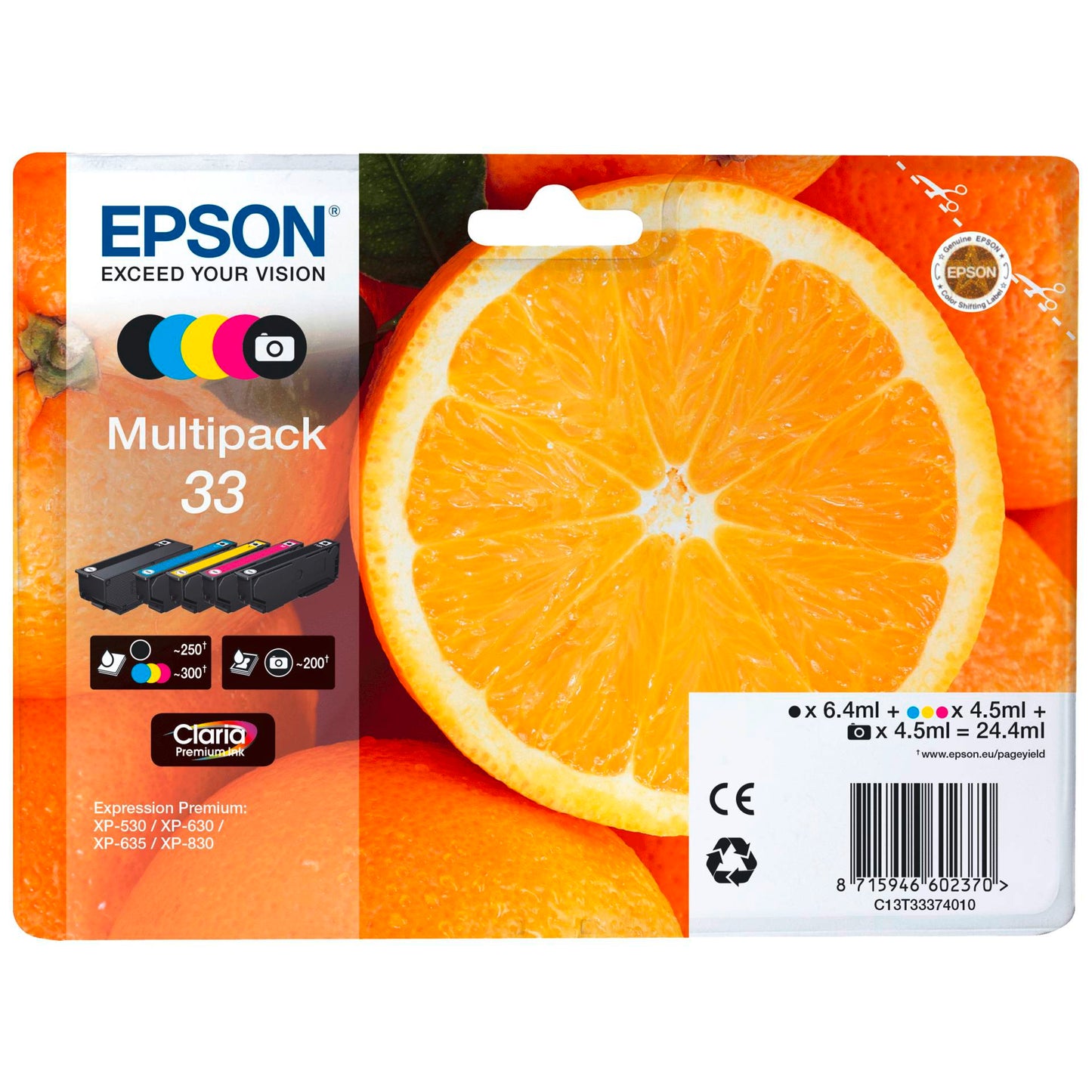 Epson Multipack Claria Premium BK/PBK/C/M/Y 33           T 3337