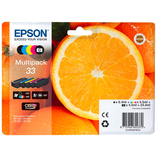 Epson Multipack Claria Premium BK/PBK/C/M/Y 33           T 3337