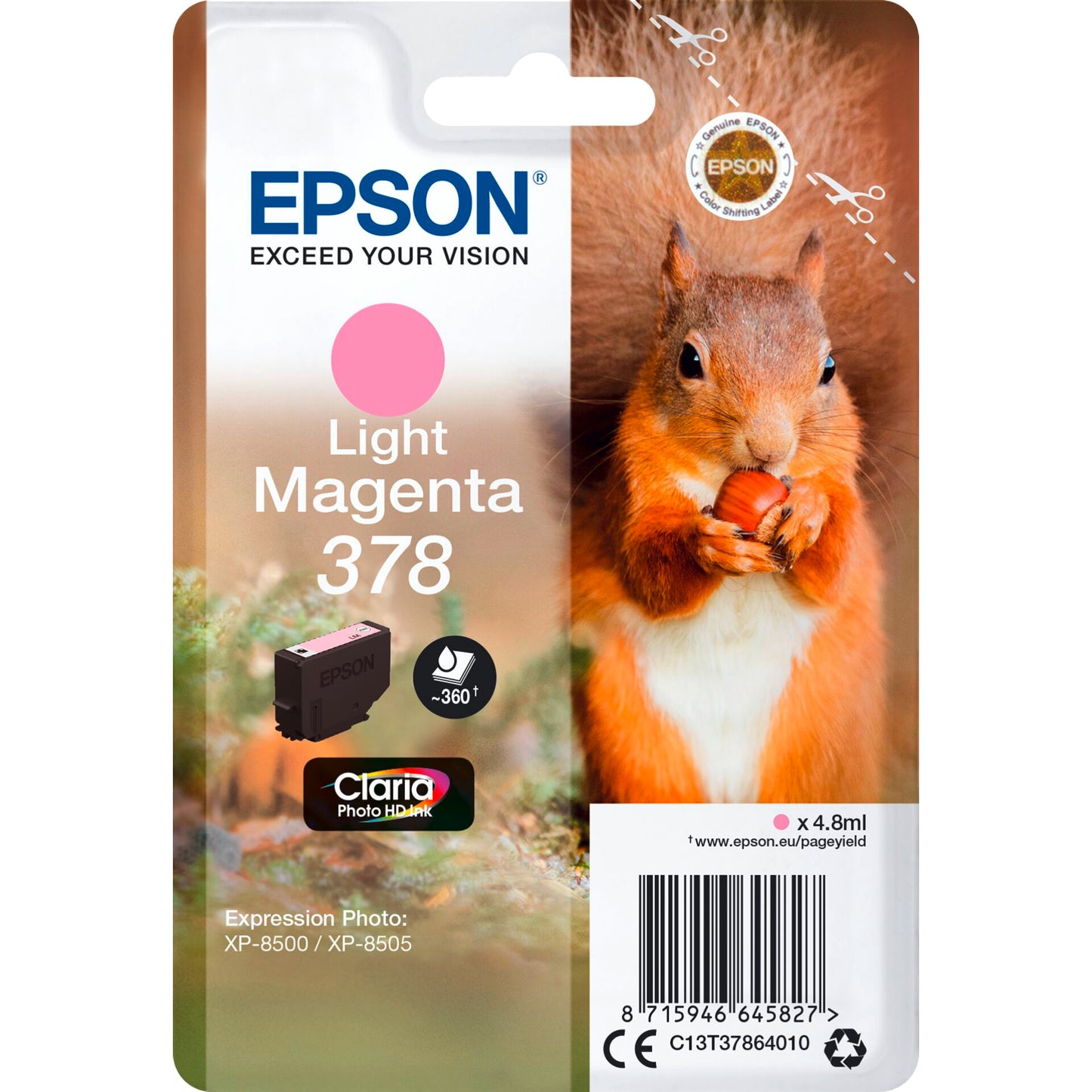 Epson ink cartridge 378 light magenta Claria Photo HD   T 3786