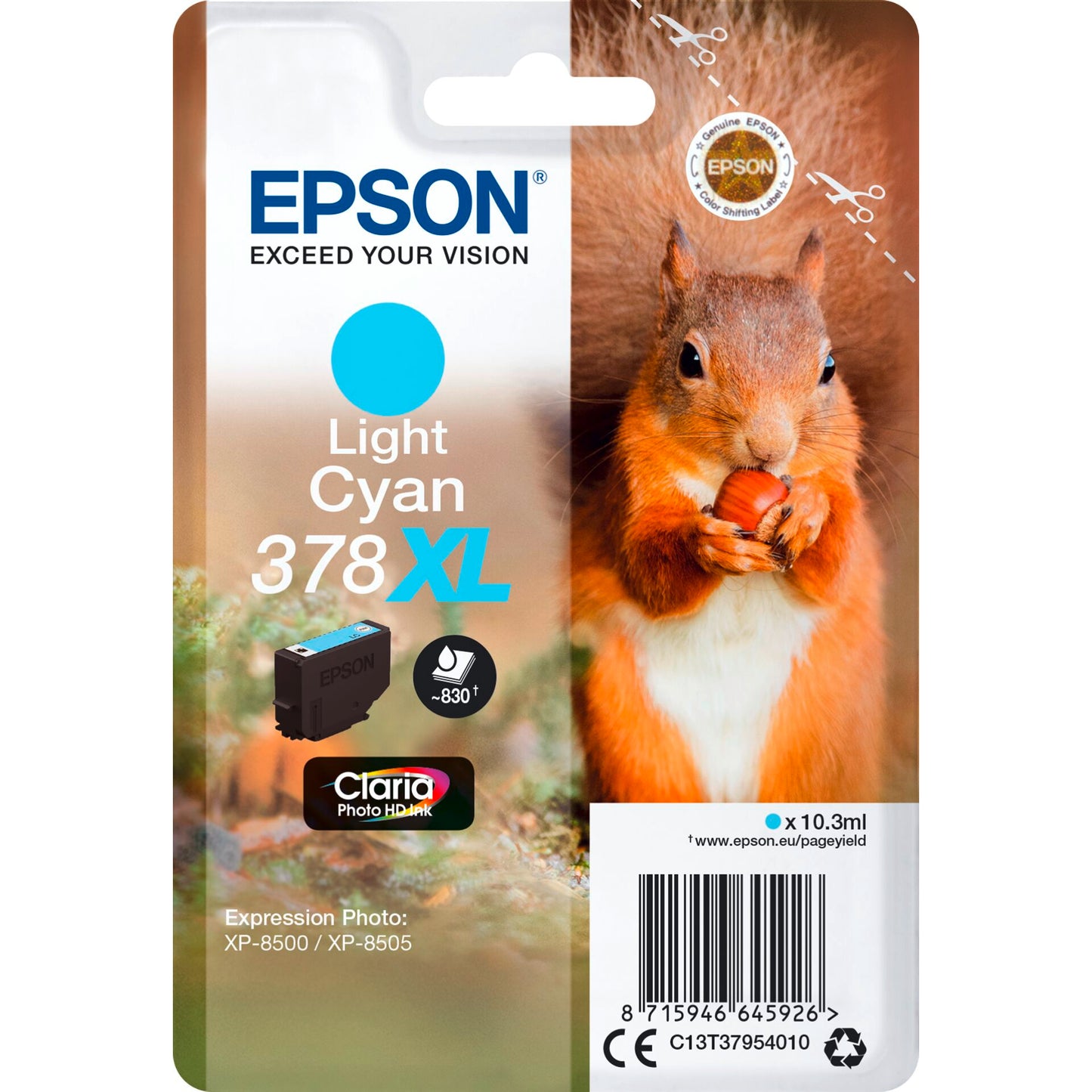 Epson ink cartridge light cyan Claria Photo HD 378 XL    T 3795