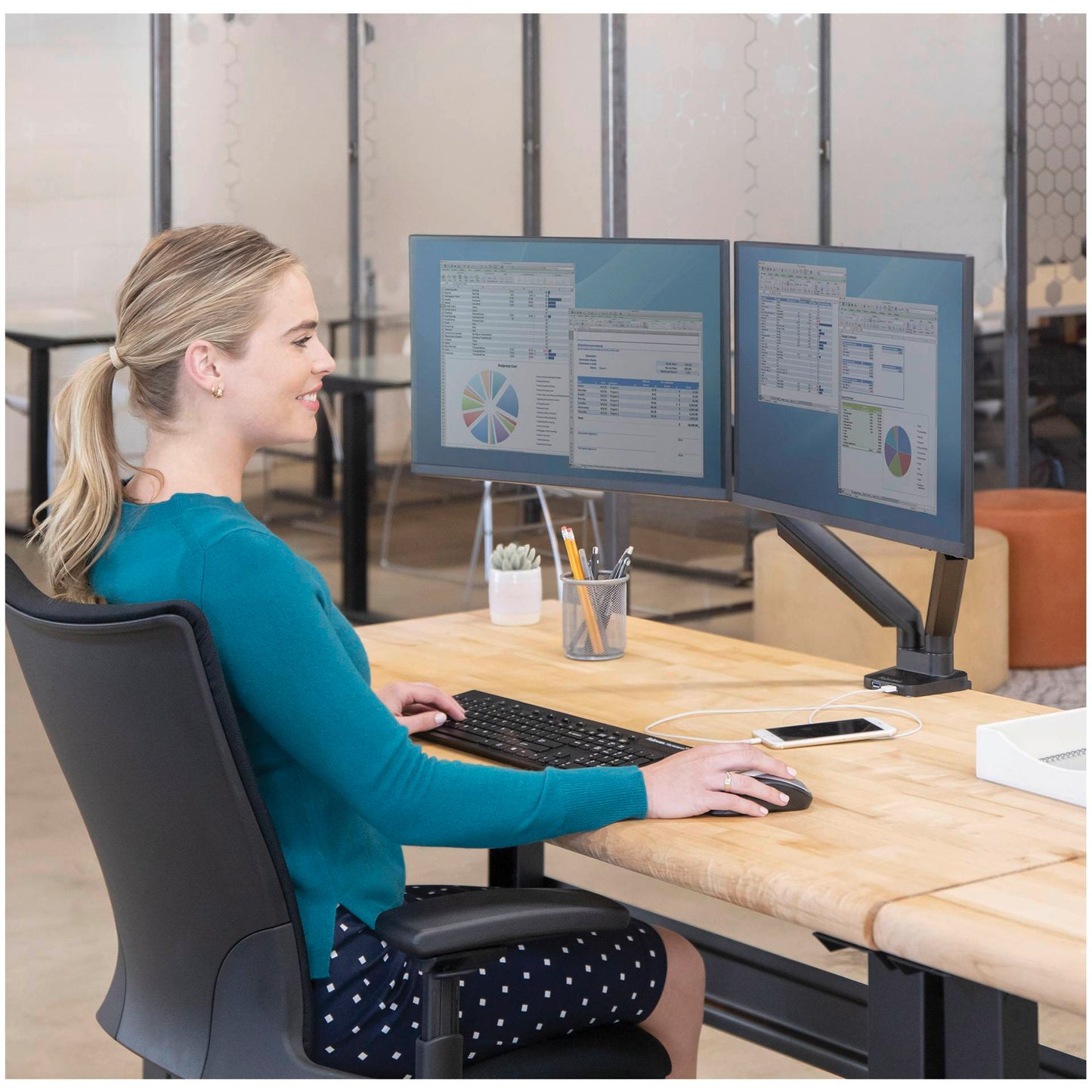 Fellowes Platinum Series Double Monitorarm black