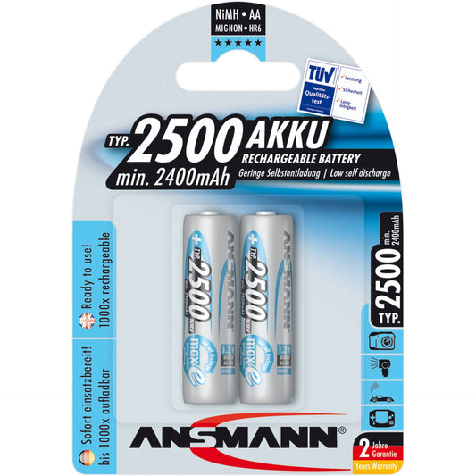 1x2 Ansmann maxE NiMH rech.bat. 2500 Mignon AA 2400 mAh