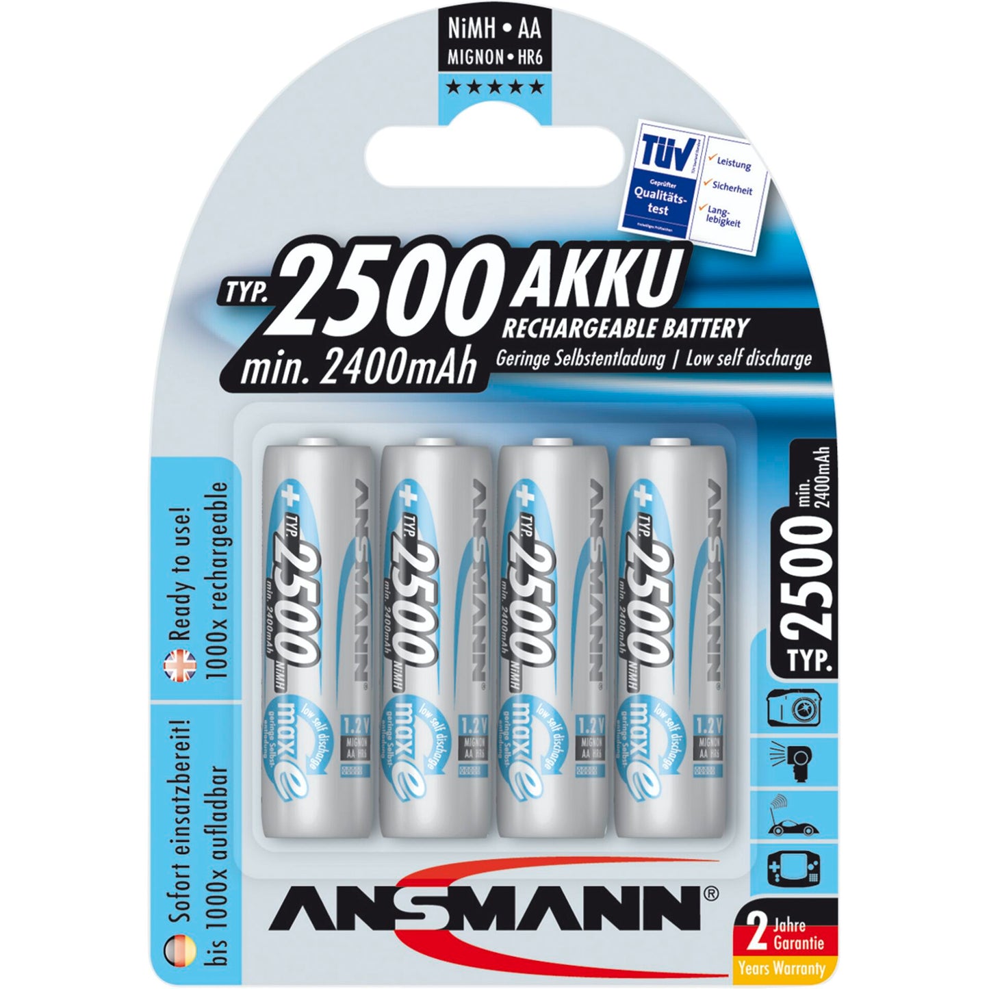 1x4 Ansmann maxE NiMH rech.bat. 2500 Mignon AA 2400 mAh