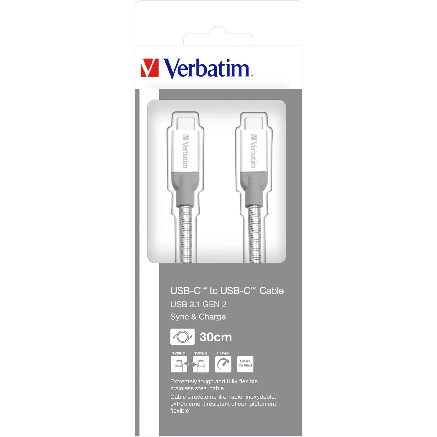 Verbatim Sync & Charge Stainless Steel USB-C to USB-C 3.1 30 cm