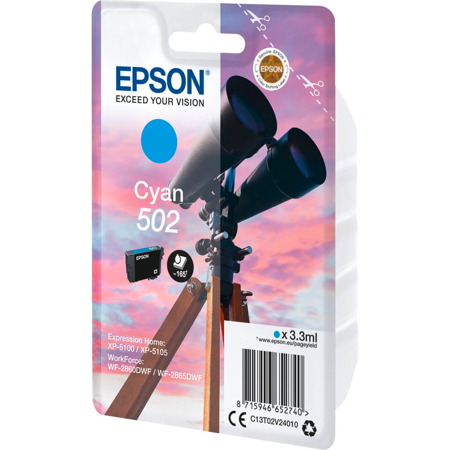 Epson ink cartridge cyan 502                       T 02V2