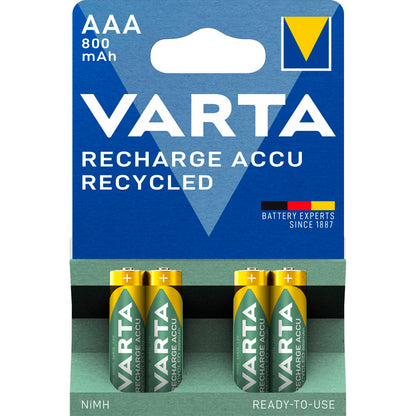 1x4 Varta RECHARGE ACCU Recycled 800 mAH AAA Micro NiMH