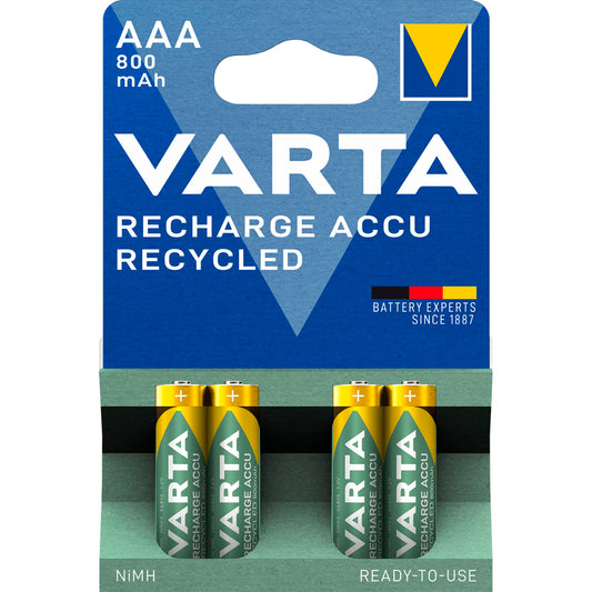 1x4 Varta RECHARGE ACCU Recycled 800 mAH AAA Micro NiMH