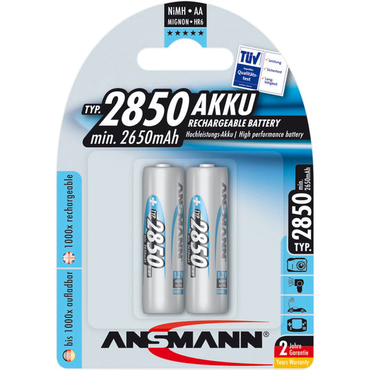 1x2 Ansmann NiMH rech. battery 2850 Mignon AA 2650 mAh