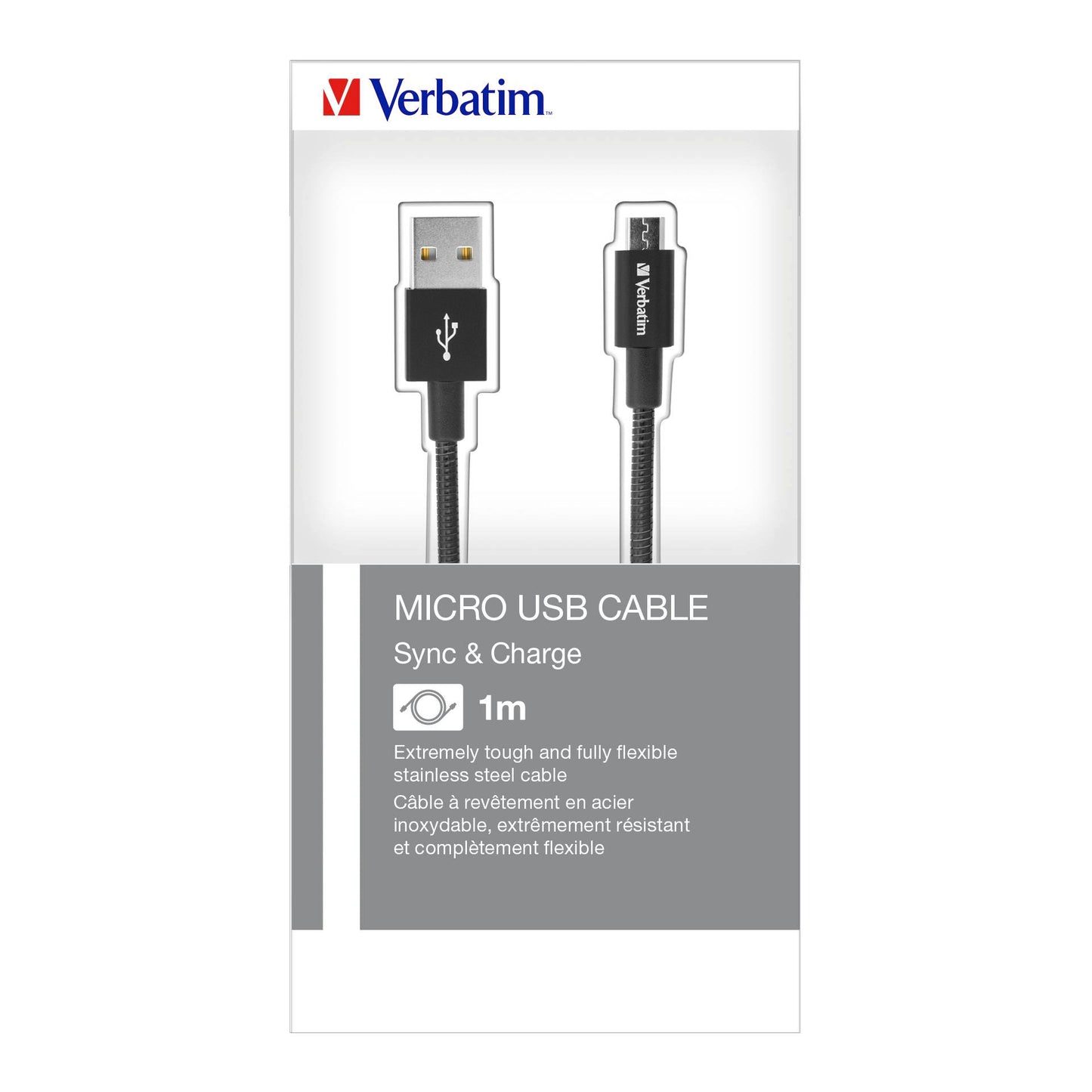 Verbatim Micro USB Cable 100cm Sync&Charge black, stainl.steel
