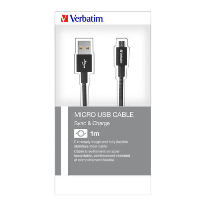 Verbatim Micro USB Cable 100cm Sync&Charge black, stainl.steel
