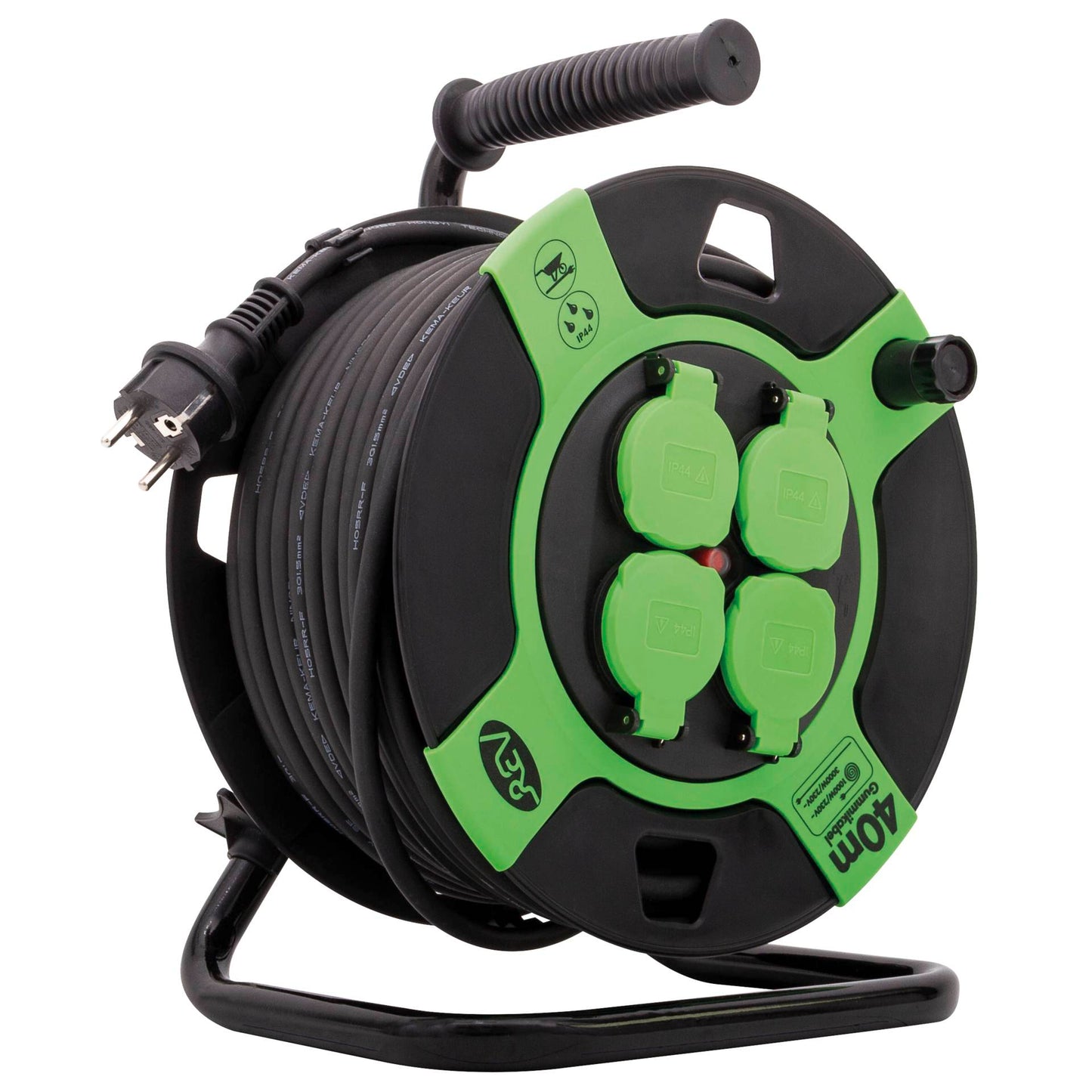 REV Cable Drum Resin 40m IP 44 4-fold black green