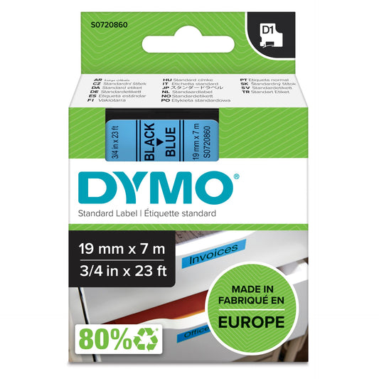 Dymo D1 19mm black/blue labels 45806