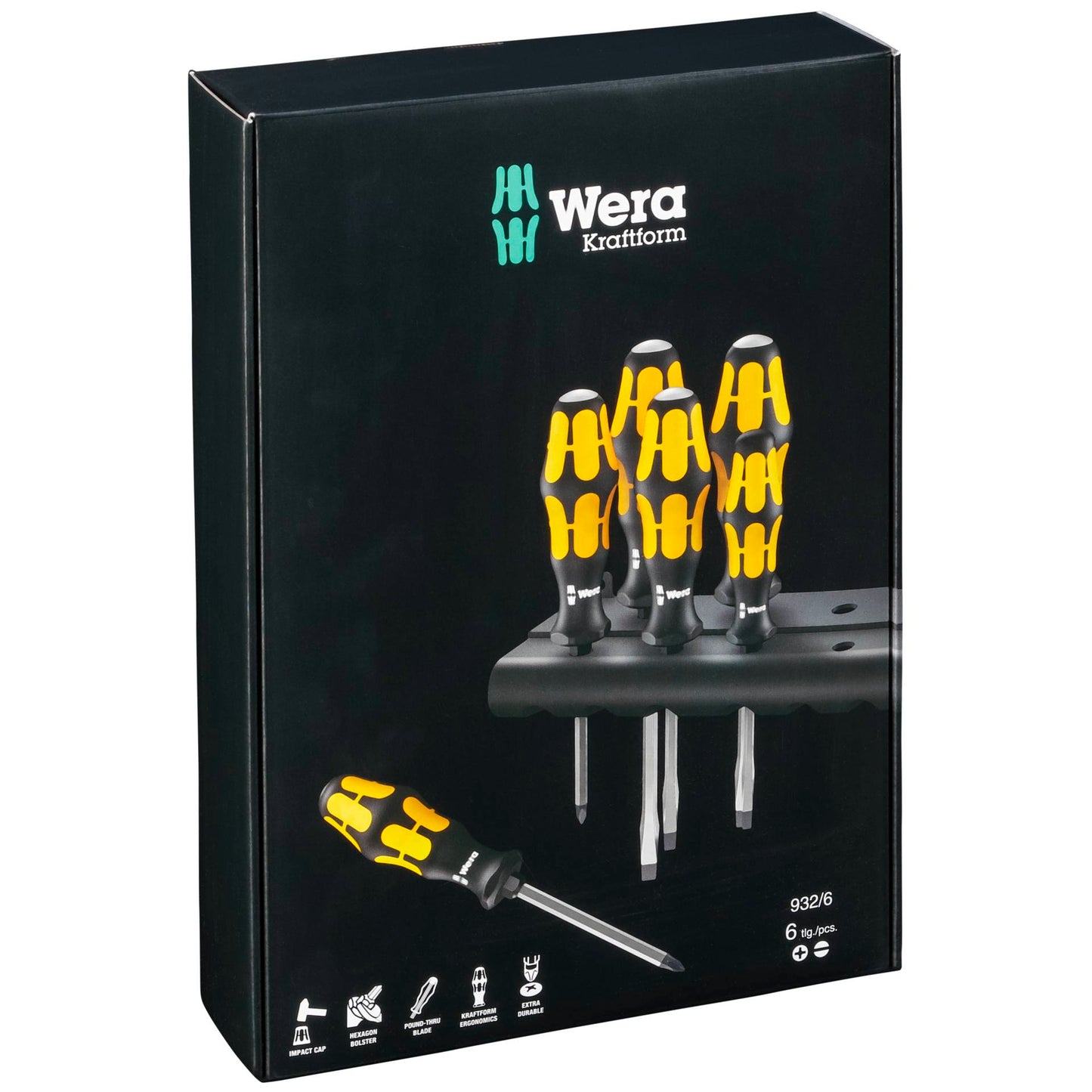 WERA 932/6 Kraftform Screwdriver Set with Rack