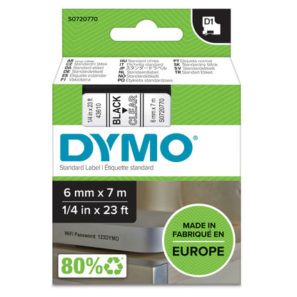 Dymo D1 6mm black/clear labels 43610
