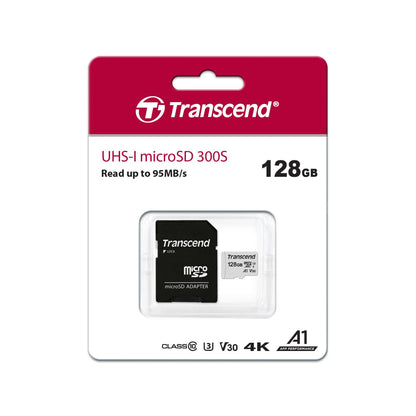 Transcend microSDXC 300S-A 128GB Class 10 UHS-I U3 V30 A1