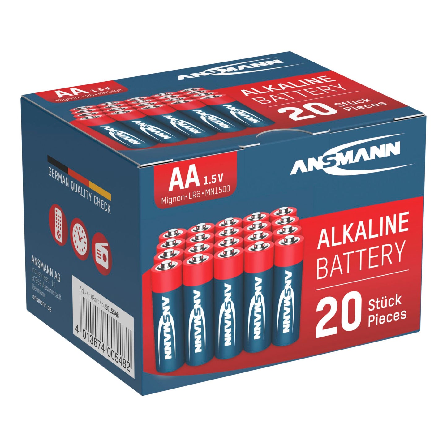 1x20 Ansmann Alkaline Mignon AA LR 6 red-line Box