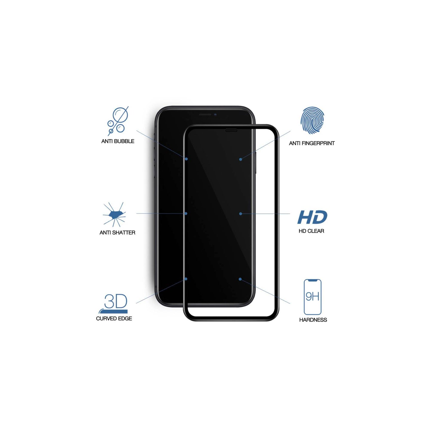 Woodcessories 3D Black Frame Premium Glass iPhone X/Xs/11 Pro