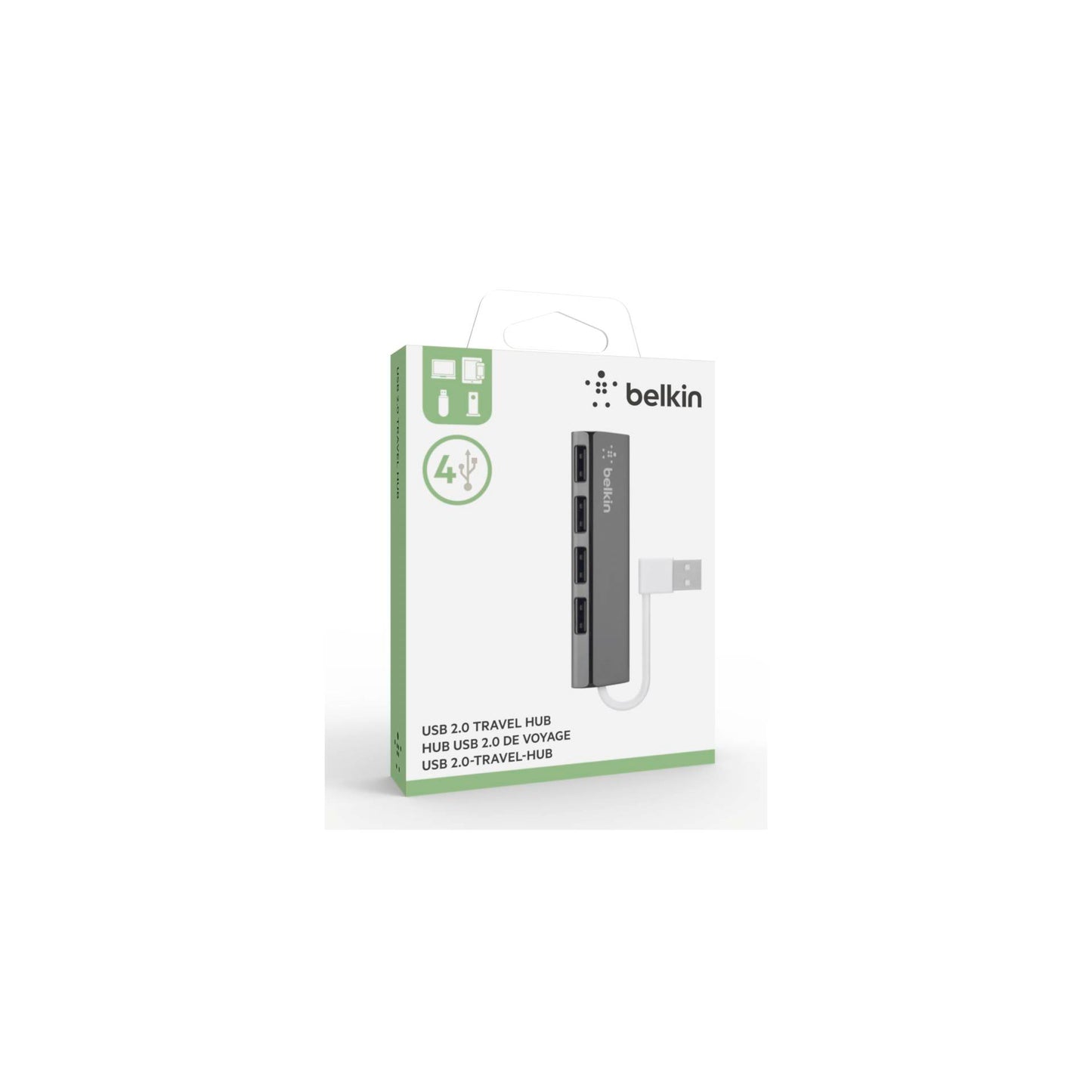 Belkin ultra flat 4-Port Slim Travel-Hub passiv black F4U042BT