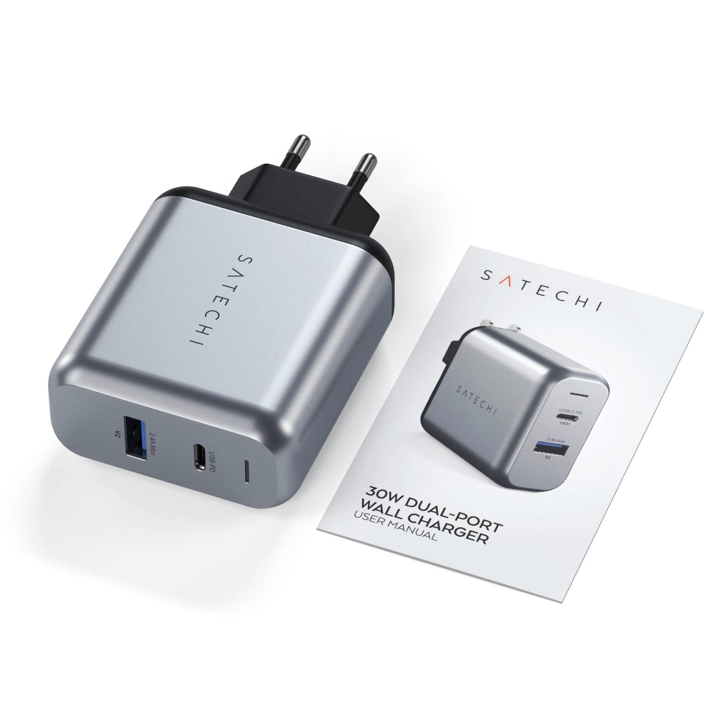 Satechi 30W Dual Port Wall Charger space gray