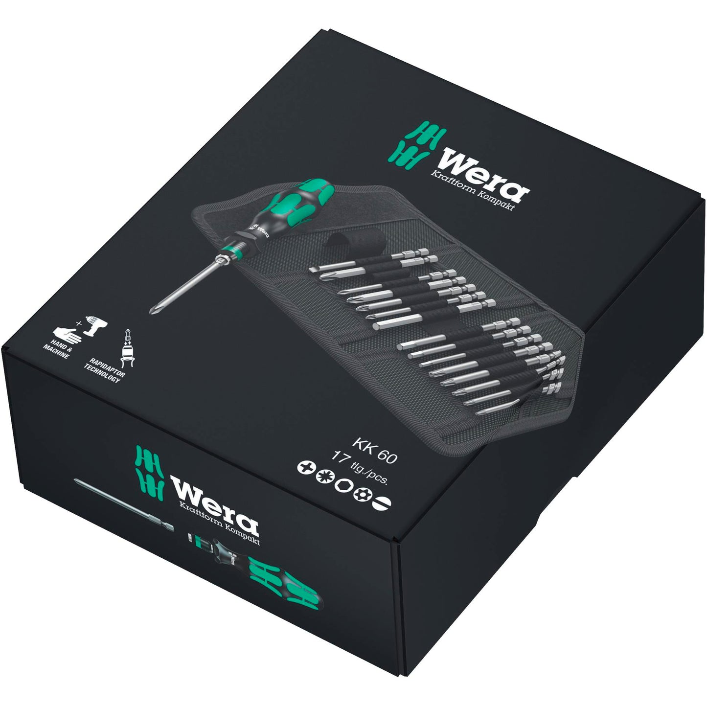 WERA Kraftform Kompakt 60 Pouch with 89 mm-long bits