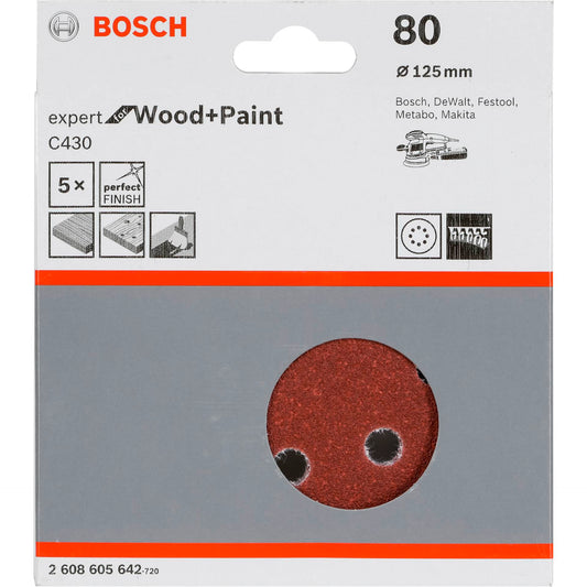Bosch Sanding Pad C 430 D125MM Wood Grit 80 5 pcs.