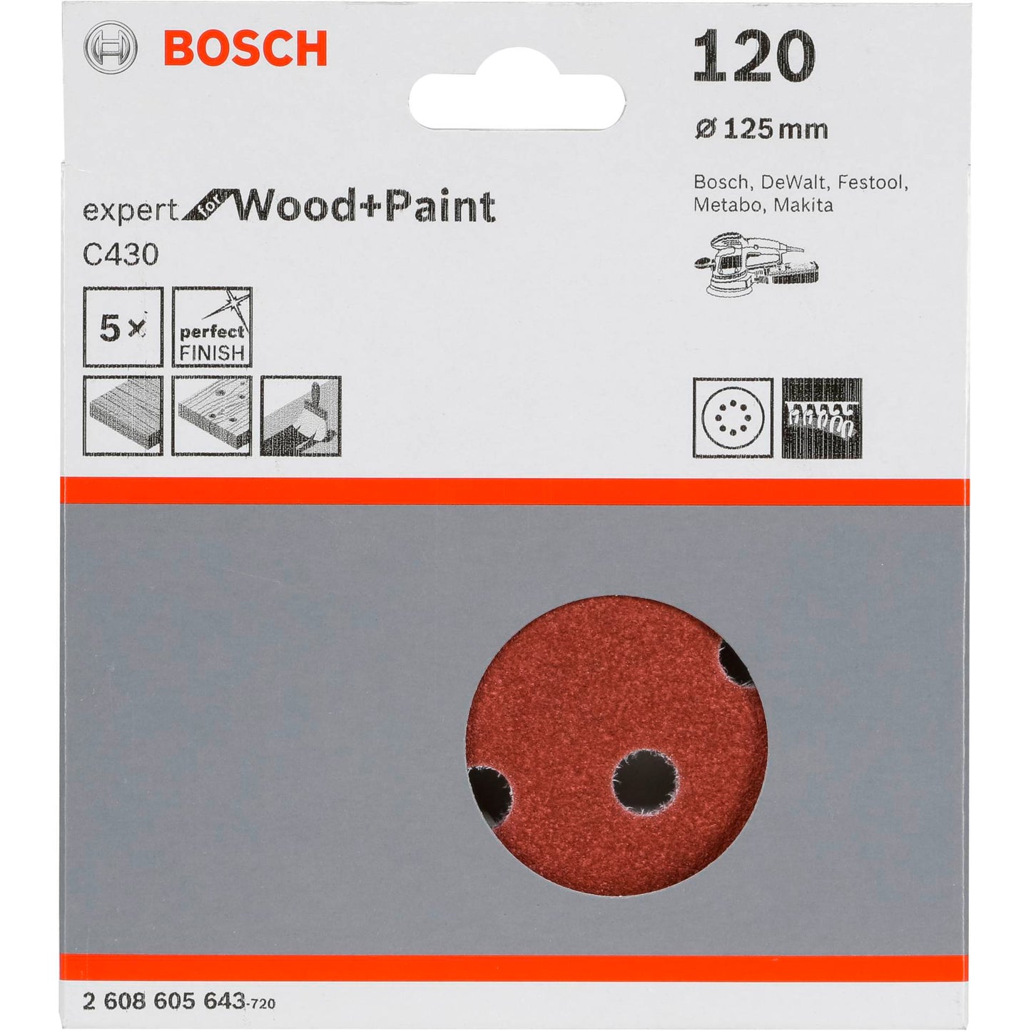Bosch Sanding Pad C 430 D125MM Wood Grit 120 5 pcs.