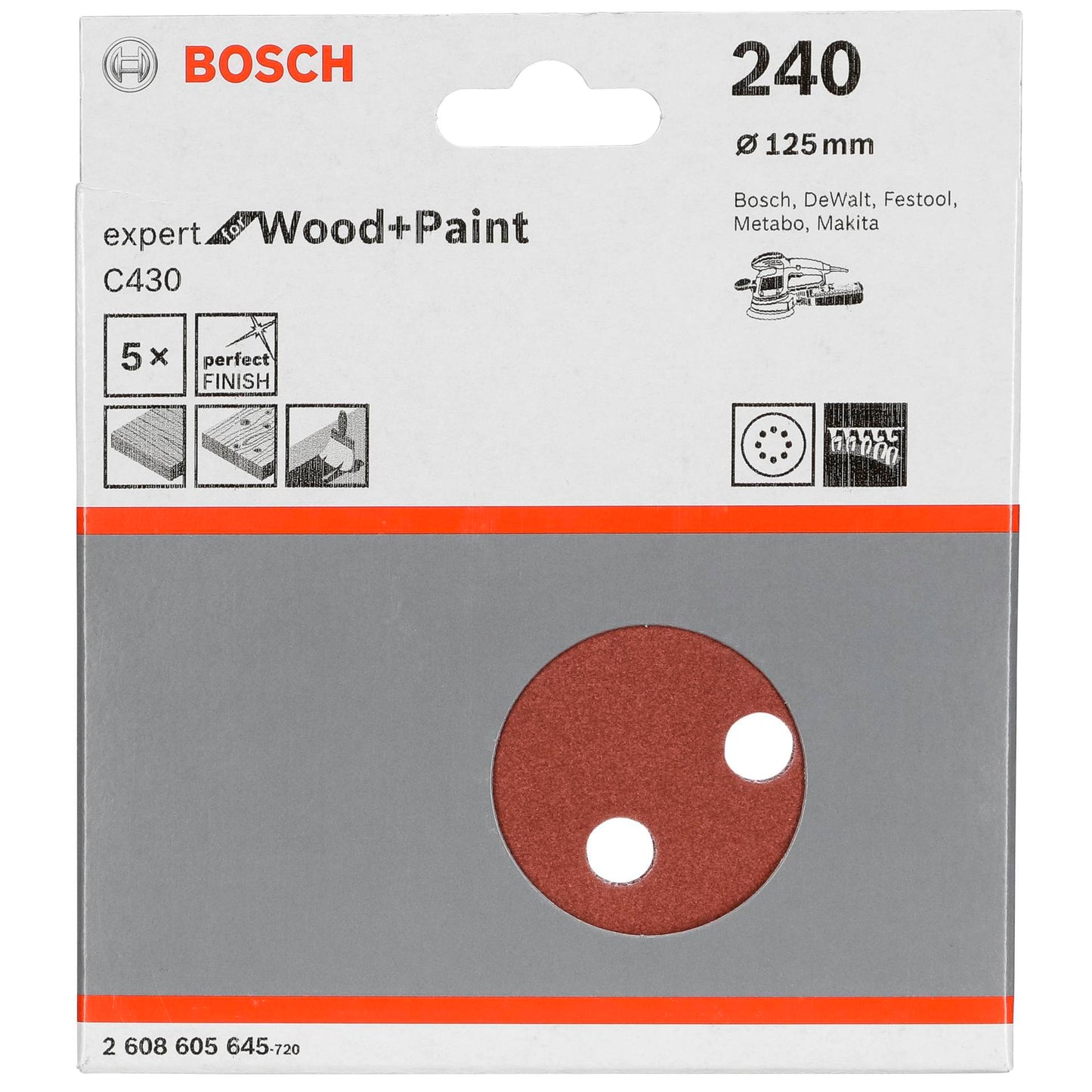 Bosch Sanding Pad C 430 D125MM Wood Grit 240 5 pcs.