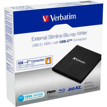 Verbatim Slimline Blu-ray Writer USB 3.1 GEN 1 USB-C        43889