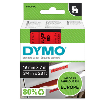 Dymo D1 Schriftband 19 mm x 7 m black to red
