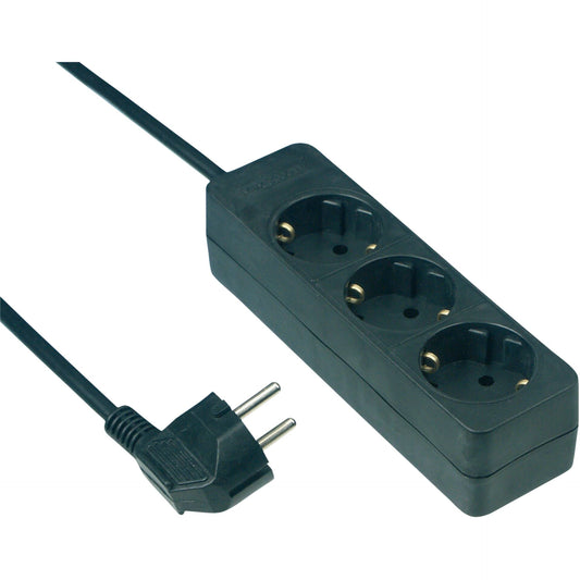 REV Socket line 3-fold 3,0 m black