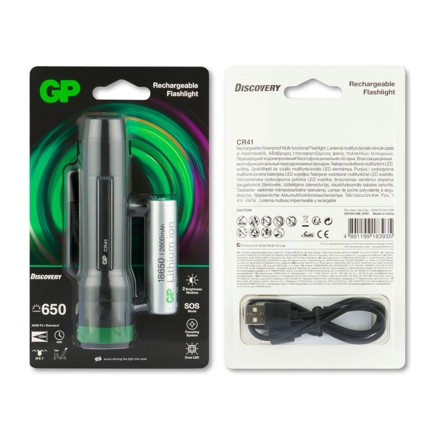 GP Torch CR41 650 Lumen 1 x 18650        260GPACTCR41000