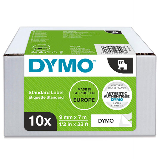 1x10 Dymo D1 Label 9mmx7m black to white