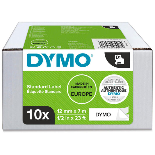 1x10 Dymo D1 Label  12mmx7m black to white