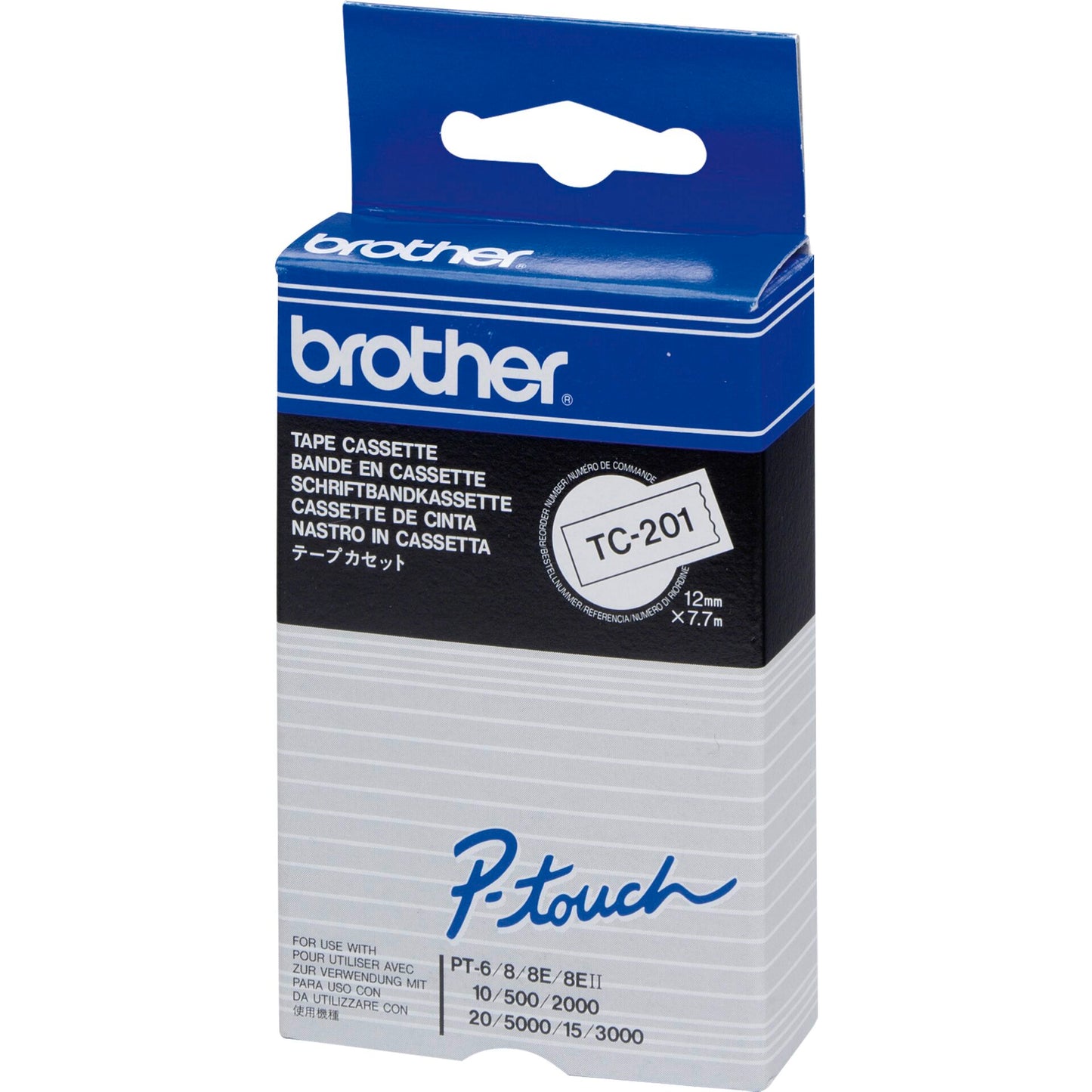 Brother Labelling Tape TC-201 white/black 12mm lamin.