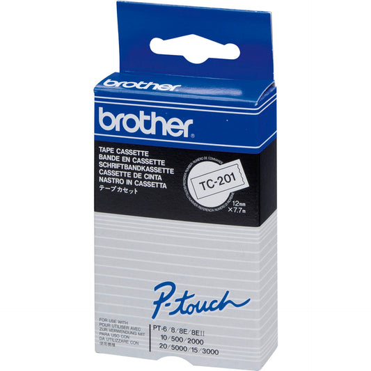 Brother Labelling Tape TC-201 white/black 12mm lamin.