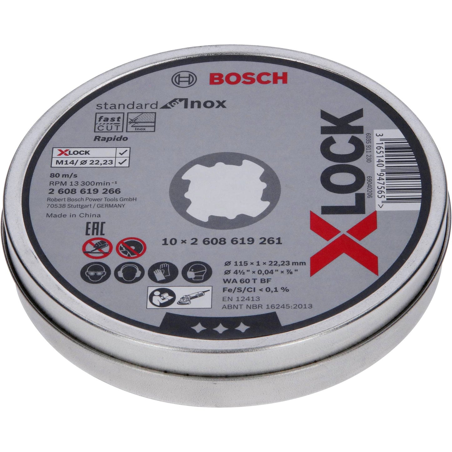 Bosch X-LOCK Cutting Disc Set Inox   10x115x1mm