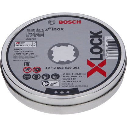 Bosch X-LOCK Cutting Disc Set Inox   10x115x1mm