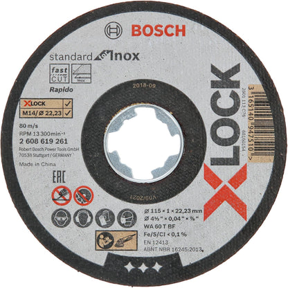 Bosch X-LOCK Cutting Disc Set Inox   10x115x1mm