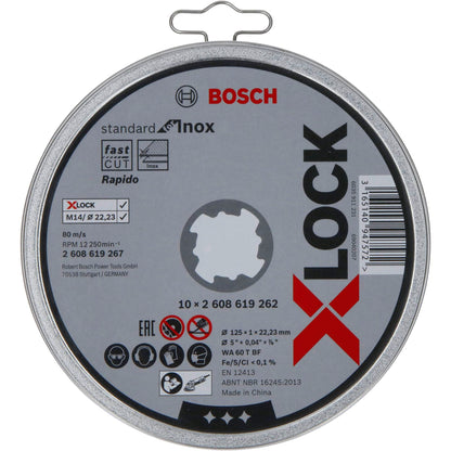 Bosch X-LOCK Cutting Disc Set 10x125x1mm Std Inox