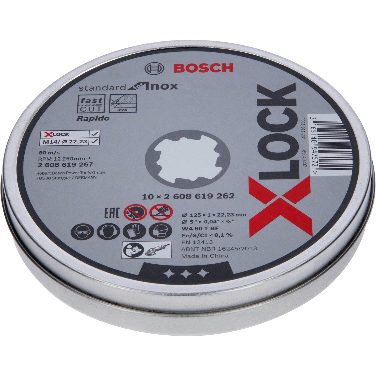Bosch X-LOCK Cutting Disc Set 10x125x1mm Std Inox